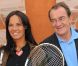 Nathalie Marquay et Jean-Pierre Pernault lors des Internationux de France de Roland-Garros, à Paris, le 28 mai 2011.