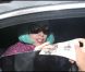 Lady Gaga à la sortie des studios de Canal , en route pour rejoindre le 1515 où l'attendent ses fans, à Paris, le 15 juin 2011.