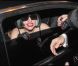 Lady Gaga à la sortie des studios de Canal , en route pour rejoindre le 1515 où l'attendent ses fans, à Paris, le 15 juin 2011.