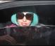 Lady Gaga à la sortie des studios de Canal , en route pour rejoindre le 1515 où l'attendent ses fans, à Paris, le 15 juin 2011.
