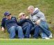 Zara Phillips, Mike Tindall et le prince Harry lors d'un match de polo caritatif, le dimanche 19 juin 2011.