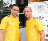 Adil Rami et Philippe Mexès lors d'un match de charité organisé dans le cadre des 24h à Makala, en juin 2011.