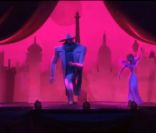 Extrait de la séquence musicale La Seine, interprétée par Vanessa Paradis et Matthieu Chedid, pour le film Un monstre à Paris. Les acolytes chantent sur scène.<br />
