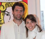 Caterina Murino, accompagnée de son homme Pierre Rabadan, lors de la soirée blanche organisée par Pierre Guillermo, le 14 juillet 2011.