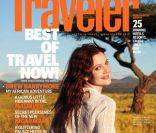 Drew Barrymore en couverture de la revue Traveler
