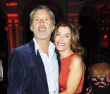 Antoine de Caunes et Daphné Roulier au lycée Louis-le-Grand, pour la rentrée de la chaîne Canal +, le 29 août 2011.