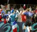 Les tribunes étaient colorées lors de la victoire française en Coupe du Monde de rugby face au Canada en Nouvelle-Zélande le 18 septembre 2011