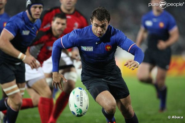 Vincent Clerc a marqué trois essais lors de la victoire française en Coupe du Monde de rugby face au Canada en Nouvelle-Zélande le 18 septembre 2011