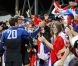 Les tribunes étaient colorées lors de la victoire française en Coupe du Monde de rugby face au Canada en Nouvelle-Zélande le 18 septembre 2011