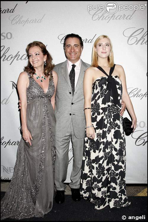 Andy Garcia avec Caroline Scheufele Gruosi et Dominik, sa fille, à la soirée Chopard, le 19/05/08