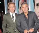 George Clooney et Ryan Gosling lors de l'avant-première du film Les Marches du pouvoir à Beverly Hills le 27 septembre 2011