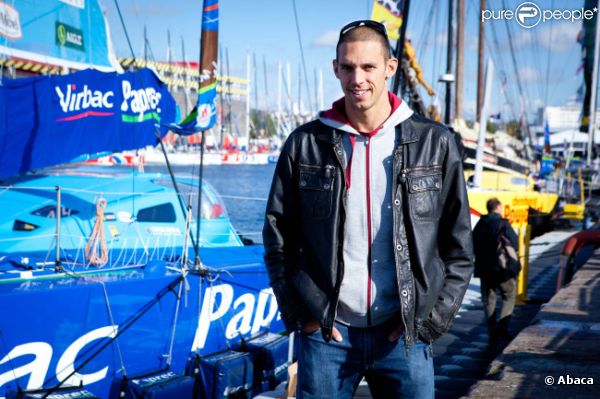 Hugues Duboscq sur le bateau Virbac Paprec 3 de la Transat Jacques Vabre le jeudi 26 octobre 2011 au Havre