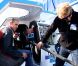 Jean-Pierre Dick dispense quelques cours de navigation à Hugues Duboscq sous les yeux de Jérémie Beyou le jeudi 26 octobre 2011 au Havre