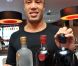 Mikaël Silvestre présentait sa marque Rhum Saint-Barth à Brême, en Allemagne, le 30 octobre 2011.