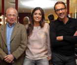 Thierry Roland, Tanya Young et Julien Courbet sur le tournage de Vendredi sur un plateau (émission diffusée le vendredi 11 novembre 2011).