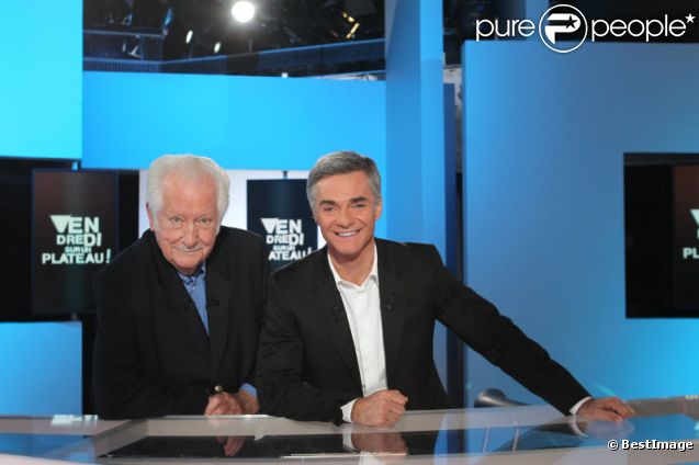 Pierre Bellemare et Cyril Viguier sur le tournage de Vendredi sur un plateau (émission diffusée le vendredi 11 novembre 2011).
