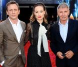 Harrison Ford, Olivia Wilde et Daniel Craig à Londres, le 11 août 2011.