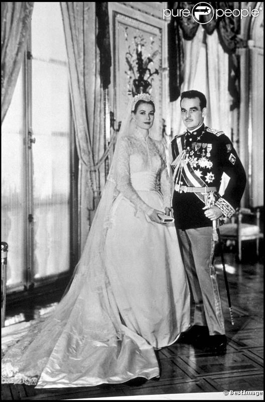 Grace de Monaco et le Prince Rainier (1956, archives).