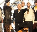 Jean-Paul Gaultier et ses mannequins à Paris, le 19 janvier 2012.