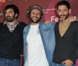 Douglas Attal, Romain Levy et Manu Payet lors du 15e Festival du film de comédie de l'Alpe d'Huez le 20 janvier 2012