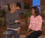 Michelle Obama sur le plateau du Ellen DeGeneres Show, à Los Angeles le 1er février 2012