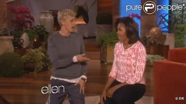 Michelle Obama sur le plateau du Ellen DeGeneres Show, à Los Angeles le 1er février 2012
