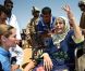 Angelina Jolie dans un camp de réfugiés en Irak à Al Waleed en août 2007