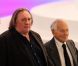 Gérard Depardieu et Jean d'Ormesson le 11 mars 2012 lors du meeting de Villepinte de Nicolas Sarkozy