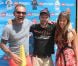 Christian Audigier, Mathieu Kassovitz et la compagne de Christian Audigier, Nathalie Sorensen, lors de l'anniversaire de son fils Rocco dans son ranch de Topanga Canyon, à Malibu le 29 avril 2012