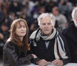 Isabelle Huppert, Jean-Louis Trintignant et Michael Haneke pendant la présentation du film <em>Amour</em>, à Cannes le 20 mai 2012