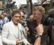 Antonio Banderas et Denis Broginart dans le paddock du Grand Prix de Monaco le 27 mai 2012