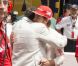 Antonio Banderas et Fernando Alonso dans le paddock du Grand Prix de Monaco le 27 mai 2012