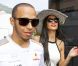 Lewis Hamilton et Nicole Scherzinger dans le paddock du Grand Prix de Monaco le 27 mai 2012