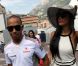 Lewis Hamilton et Nicole Scherzinger dans le paddock du Grand Prix de Monaco le 27 mai 2012