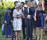 La duchesse Camilla Parker Bowles au mariage de Henry Allsopp et de Naomi Gummer, le 26 mai 2012 à Chadlington, dans l'Oxfordshire.