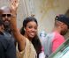 Arrivée de Kelly Rowland à Bercy pour le concert de Jay-Z et Kanye West, le 1er juin 2012.