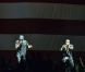 Jay-Z et Kanye West sur la scène de Bercy pour le Watch The Throne Tour, à Paris, le 1er juin 2012.