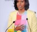 Michelle Obama lors d'une l'annonce de l'engagement de Walt Disney, dans la lutte contre l'obésité, à Washington le 5 juin 2012