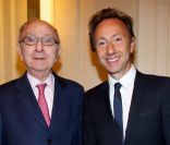 Stéphane Bern et son père Louis lors du Déjeuner Pères &amp; Fils, au Taillevent, à Paris, le mardi 12 juin 2012.