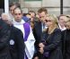 Françoise Boulain et son fils Gary lors des obsèques de Thierry Roland le 21 juin 2012 en l'église Sainte-Clotilde à Paris