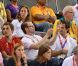 Le prince Daniel et le prince Carl Philip de Suède jeudi 2 août 2012 au vélodrome de Stratford pour la finale de la vitesse sur piste aux Jeux olympiques.