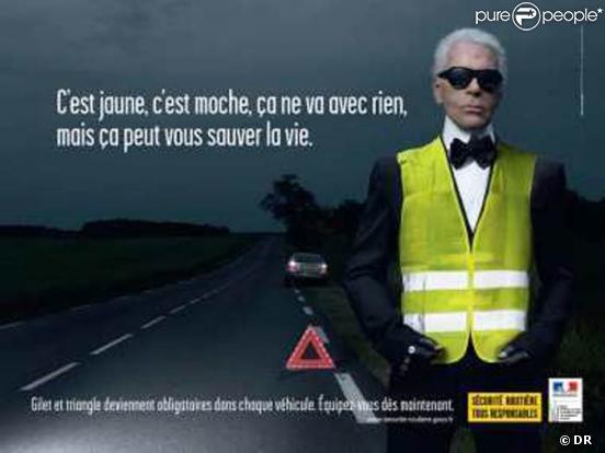 Karl Lagerfeld pose pour la Sécurité Routière