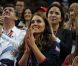 Kate Middleton aux JO de Londres le 5 août 2012 lors des finales masculines de gymnastique (cheval d'arçons et sol).