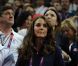 Kate Middleton aux JO de Londres le 5 août 2012 lors des finales masculines de gymnastique (cheval d'arçons et sol).