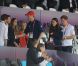 Kate Middleton, le prince William et le prince Harry ont exulté le 5 août 2012 au stade olympique lors du sacre d'Usain Bolt aux JO de Londres, vainqueur du 100m en 9"63.