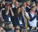 Kate Middleton, le prince William et le prince Harry ont exulté le 5 août 2012 au stade olympique lors du sacre d'Usain Bolt aux JO de Londres, vainqueur du 100m en 9"63.