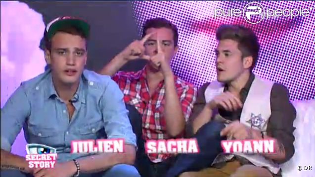 Quotidienne de Secret Story 6, jeudi 23 août 2012 sur TF1 - Julien, Sacha et Yoann