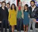 Leïla Bekhti et Géraldine Nakache entourées de Hervé Mimran, Nader Boussandel, Baptiste Lecaplain et Manu Payet, à l'avant-première de  Nous York  au Festival d'Angoulême, le 25 août 2012.