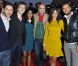 Leïla Bekhti et Géraldine Nakache entourées de Hervé Mimran, Nader Boussandel, Baptiste Lecaplain et Manu Payet, à l'avant-première de  Nous York  au Festival d'Angoulême, le 25 août 2012.