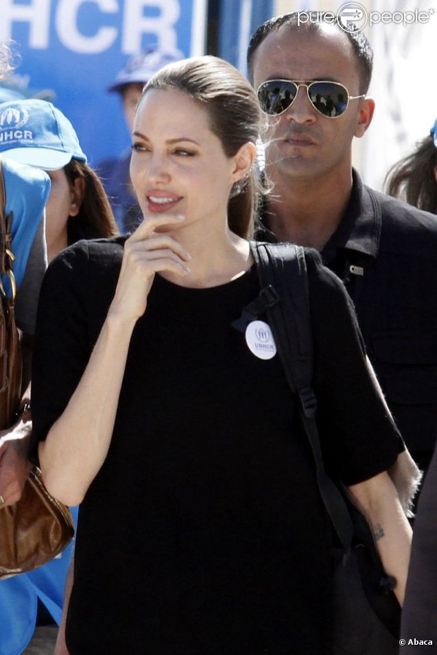 L'actrice Angelina Jolie est allée visiter un camp de Mafraq, en Jordanie. Le 11 septembre 2012.